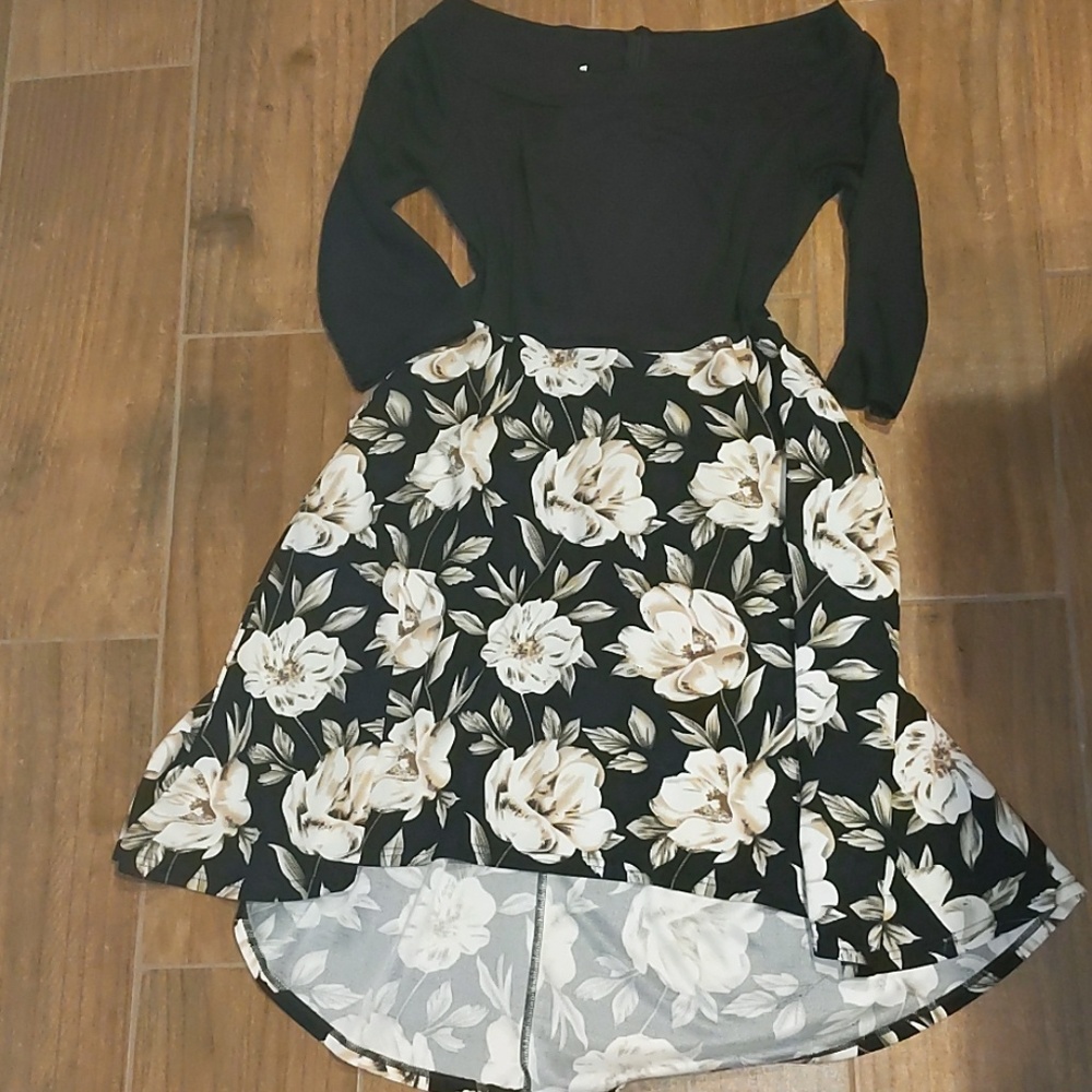 Off shoulder fit & flare high-low dress